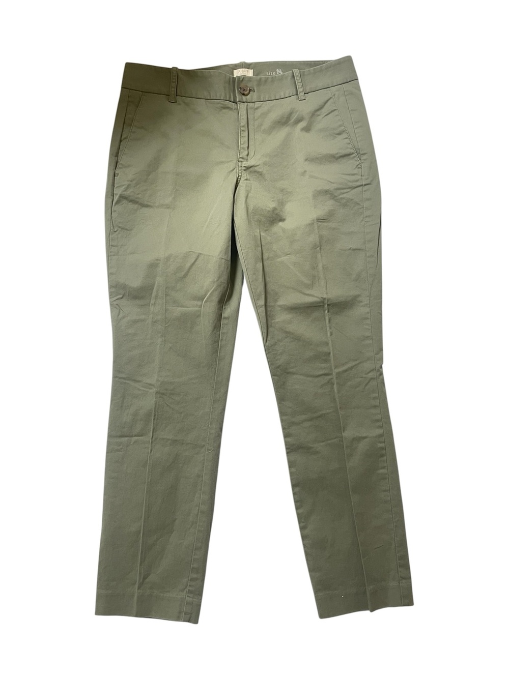 J.Crew army green Frankie stretch ankle cotton pants size 8